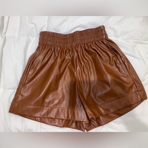 Entro Tan Faux Leather Shorts